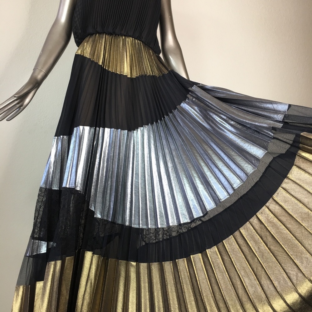 Bcbg Dress Delana Metallic- Blocked Dress